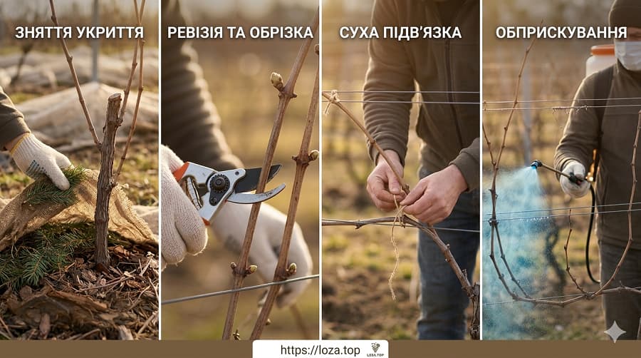 Календар виноградаря на березень: догляд та обрізка лози — LOZA.TOP