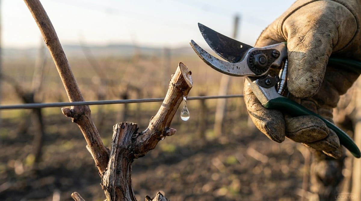Як правильно обрізати лозу, щоб пасока не шкодила брунькам Правильний зріз винограду під час сокоруху захист бруньок від пасоки.
